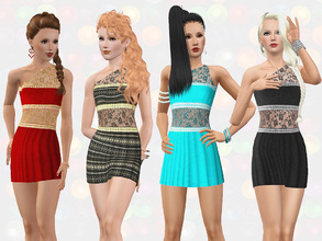 Sims 3 — One Shoulder Dress by Wimmie — A new formal outfit with lace for your young adults/adults female sims. Comes in