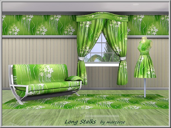 Sims 3 — Long Stalks_marcorse by marcorse — Fabric pattern: single daisies with long stalks, yellow and green