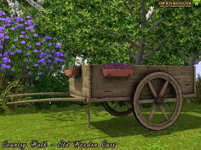 Sims 3 — Country Walk. Old Wooden Cart. by Canelline — Country Walk. Old wooden cart with flowers, a nice way to decorate
