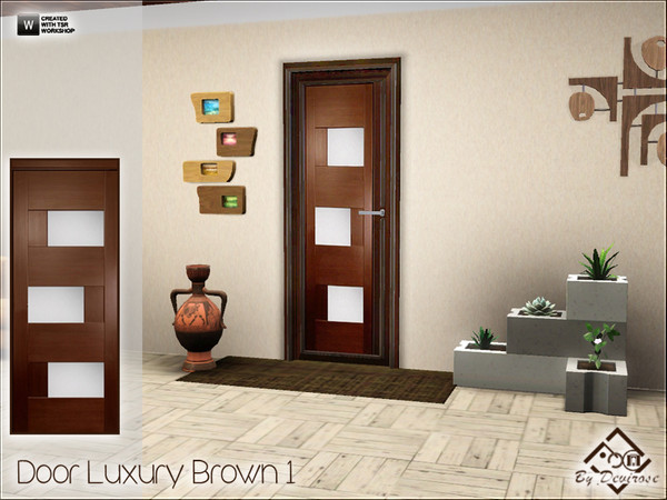 Sims 3 — Door Luxury Brown 1 by Devirose — Ideal for modern and minimal rooms.-Base Game Compatible,no need EP-Enjoy^^