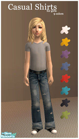 Sims 2 — Casual shirts for girls by Ninika — A set of 9 casual shirts for your girls. 