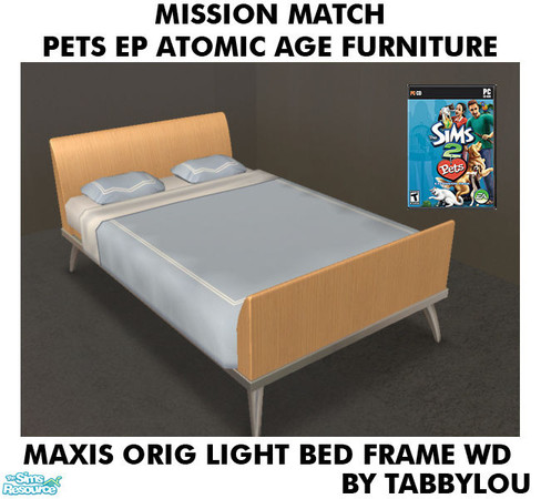Sims 2 — TL - MM PetsAtomicAge OrigLight BedFrame by TabbyLou — Double Bed Frame in Maxis Original Light Recolor of Pets