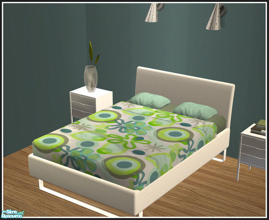 Sims 2 — Aqua bedding by mirake — Seamless, you can use it on a double or single bed.