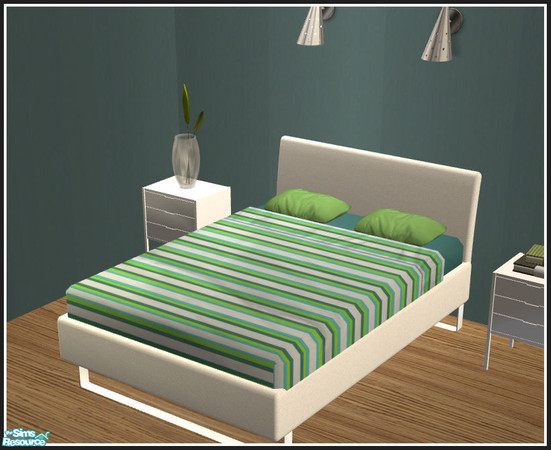 Sims 2 — Aqua bedding by mirake — Seamless, you can use it on a double or single bed.
