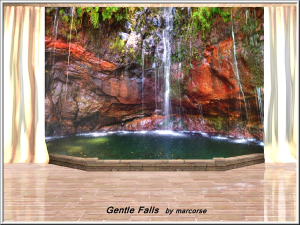 Sims 3 — Gentle Falls Wall-set_marcorse by marcorse — A gentle waterfall down a beautiful rockface, into a small grotto
