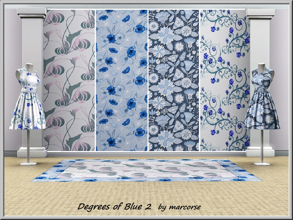 Sims 3 — Degrees of Blue 2_marcorse by marcorse — The second collection of patterns in degrees of blue. Blue Rose Twine