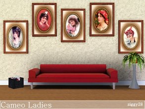 Sims 3 — Cameo Ladies by ziggy28 — A set of 5 vintage paintings in the style of a cameo with various ladies. One file