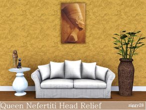 Sims 3 — Queen Nefertiti Head by ziggy28 — The head of Queen Nefertiti in a relief wall art painting. Not recolourable.