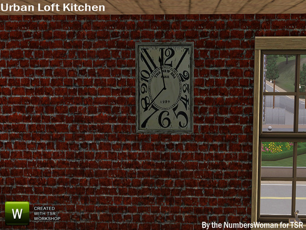 Sims 3 — Modern Urban Rustic Loft Kitchen Wall Clock by TheNumbersWoman — Urban life, urban times, urban living.The