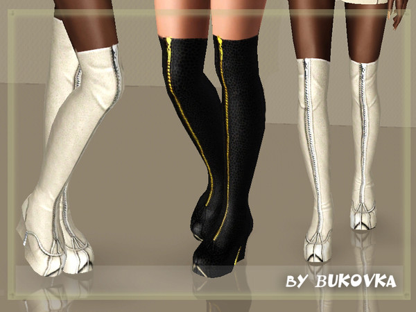 Sims 3 — Boot Techno glamor by bukovka — Boots for young adult women, fastened with a zipper front. Two variants of
