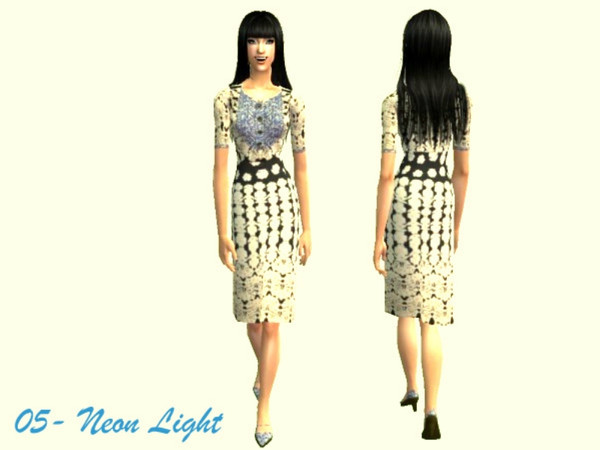 Sims 2 — 05-Neon Light by Well_sims — Very beautiful blue and white dress for your sim :)