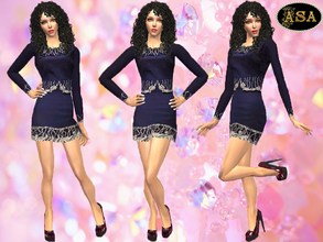 Sims 2 — ASA_Dress_118_AF by Gribko_Sveta — Navy blue dress with trim for women TS2