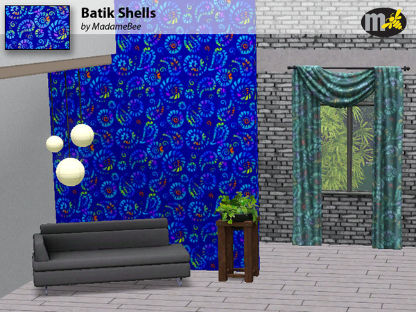 Sims 3 — Batik Shells by MadameBee by MadameBee — Genuine looking batik-style pattern for your Sims. Perfect for that