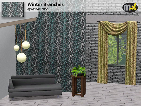 Sims 3 — Winter Branches by MadameBee by MadameBee — Delicate, bare branches in two colors set against a solid