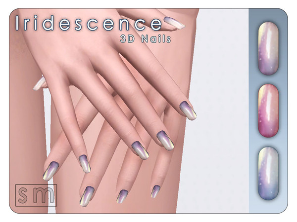 Sims 3 — [ Iridescence ] - 3D Nails by Screaming_Mustard — Some glitzy sparkly multicoloured nails for your female Sims