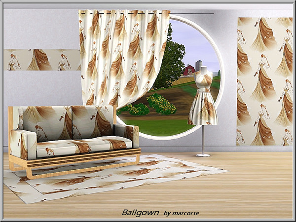 Sims 3 — Ballgown_marcorse by marcorse — Themed pattern in brown: woman in Edwardian ballgown