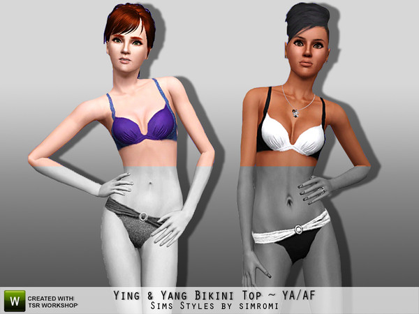 Sims 3 — Ying Yang Bikini Top for YA-AF by simromi — Beat the heat in this ying and yang inspired Bikini. Whether going