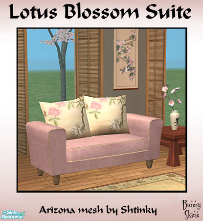 Sims 2 — Lotus Blossom Suite: Blossom Loveseat by BunnyTSR — A comfortable and stylish loveseat with an Oriental theme.