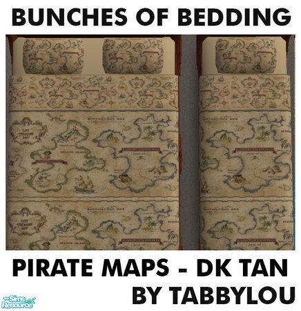 Sims 2 — TL - Kids Bedding Pirate Map Dark Tan by TabbyLou — Pirate Map in Dark Tan in the 9th set of Bunches of