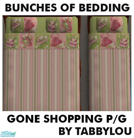 Sims 2 — TL - Kids Bedding Gone Shopping P+G by TabbyLou — Gone Shopping in Pink & Green in the 9th set of Bunches of