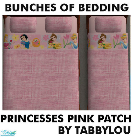 Sims 2 — TL - Kids Bedding Pink Patch Princesses by TabbyLou — Disney Princesses in Pink Patch in the 9th set of Bunches