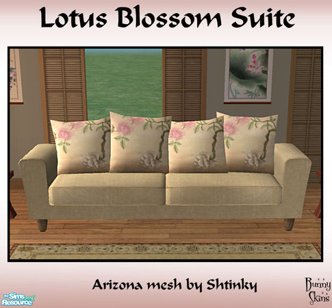 Sims 2 — Lotus Blossom Suite: Bamboo Sofa by BunnyTSR — A comfortable and stylish sofa with an Oriental theme.