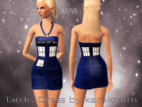 Sims 3 — Tardis Dress by Kara_Croft — Mini dress made to look like the Tardis from Doctor Who. Enjoy!