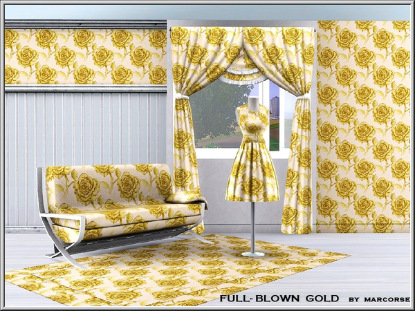 Sims 3 — Full Blown Gold_marcorse by marcorse — Fabric pattern: full blown golden roses in a regular repeat design