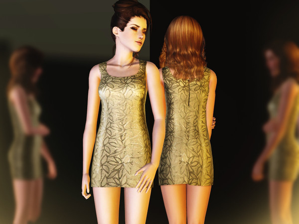 Sims 3 — June by -April- — Hey! This is a simple metallic dress with great sequin details and flower patterns. Fully
