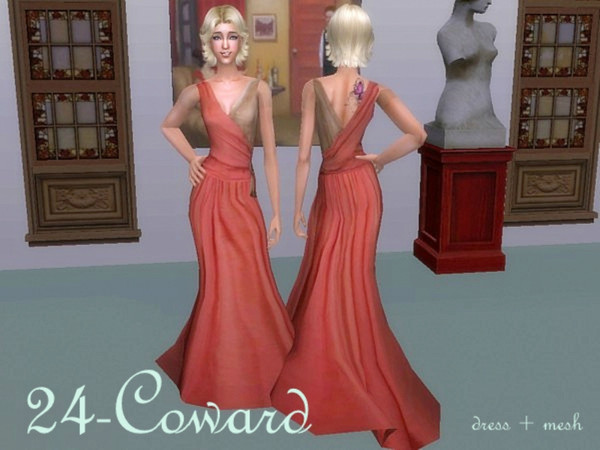 Sims 2 — 24- Coward by Well_sims — Beautiful elegant dress with tomato color for your sim. :))
