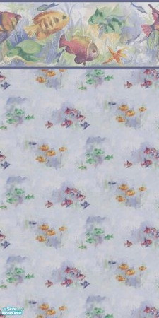 Sims 2 — Fishes 2 by tamlfra — Cute, multi colored fishies, ona softly textured blue wall. With, and without matching