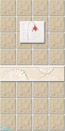 Sims 2 — Judy_Amari BathRoom - Wallpaper 2 by judyhugsnoopy — White tile with flower border for my Amari Bathroom. Enjoy!