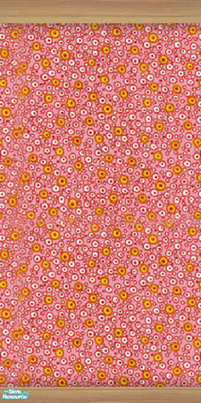 Sims 2 — NK TC52 Farlu BR - Wall by MoMama — A bubbly wall in reds and pinks with a medium wood crown molding and