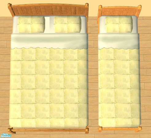 Sims 2 — Plain-Dyed Quilted Bedding - Yellow by elanorbreton — Plain-dyed quilted bedding in yellow. Also available in