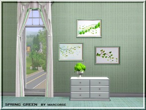 Sims 3 — Spring_Green_marcorse by marcorse — Three delicate Spring green, leaf paintings. 1 file.