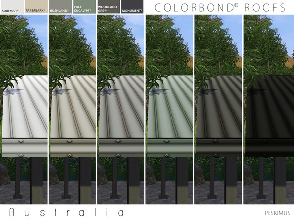 Sims 3 — Colorbond Roofs by peskimus — A set of 6 tin roofs manufactured from all Australian metal that will survive even