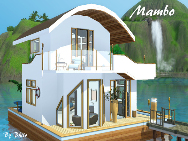 Sims 3 — Mambo by philo — Affordable houseboat for a single sims or a couple. Mambo is built on a 10x12 platform.