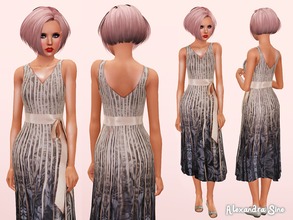 Sims 3 — Satin Stripe Dress by Alexandra_Sine — Satin Stripe Dress for your young-adult and adult female sims. Hope you