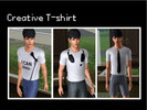 Sims 3 — Creative T-shirt by joon910810 by joon9108102 — White T-shirt with some black graphic (microphone, tie and