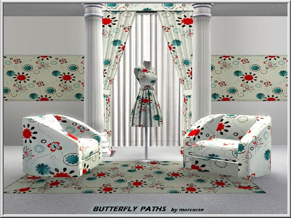 Sims 3 — Butterfly Paths_marcorse by marcorse — Themed pattern: butterfly flight paths through flowers