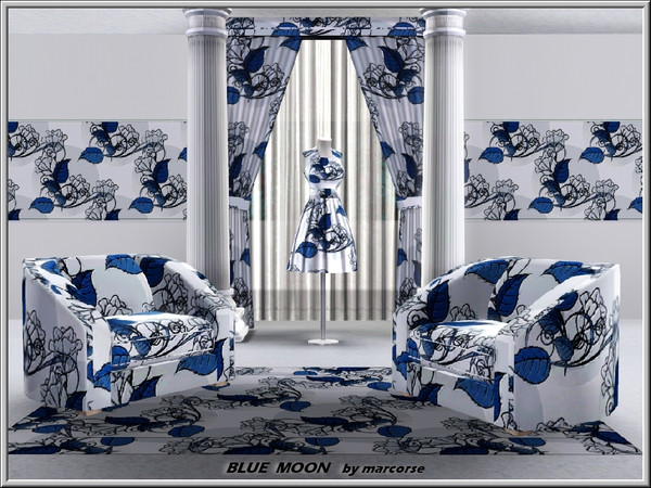 Sims 3 — blue Moon_marcorse by marcorse — Fabric pattern: pale blue roses against a waning moon