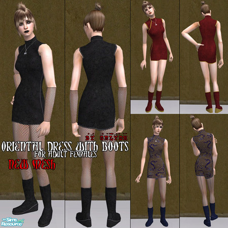Sims 2 — Oriental Dress With Boots for Adult Females by gelydh — New orient-styled mesh for adult females with platform