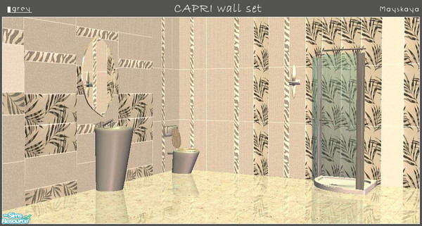 Sims 2 — Capri wall set - grey by mayskaya — Set of 7 tile walls