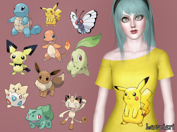 Sims 3 — Pokemon T-shirts by Lavoieri — Pokemon T-shirts by Lavoieri This set contains 3 files: - adult/young adult, teen