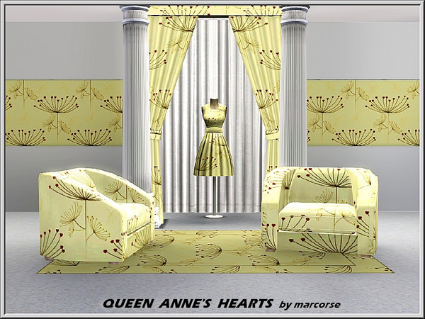 Sims 3 — Queen Anne's Hearts_marcorse by marcorse — Themed pattern: red and brown Queen Anne's Lace seedheads with