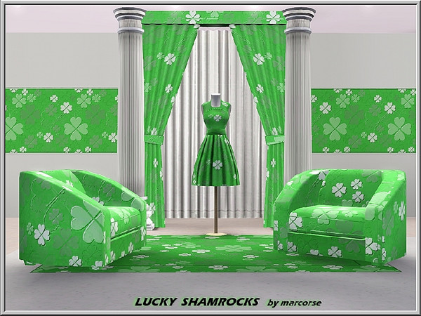 Sims 3 — Lucky Shamrocks_marcorse by marcorse — Themed pattern: showers of 4-leaf clovers for luck