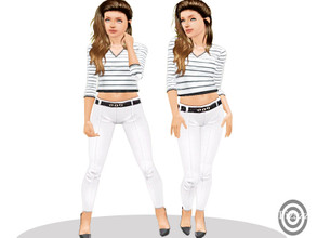 Sims 3 — Crop Top and Belted Leggings by pizazz — A slimming, comfortable set that will make any of your sims feel great