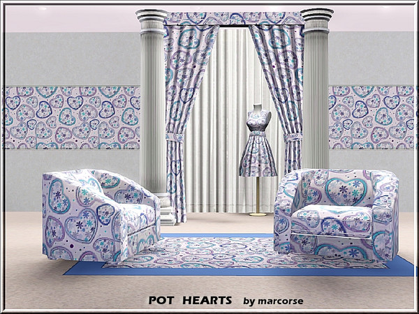 Sims 3 — Pot Hearts_marcorse by marcorse — Themed pattern: heart shaped potholders in pastel shades of blue, mauve and