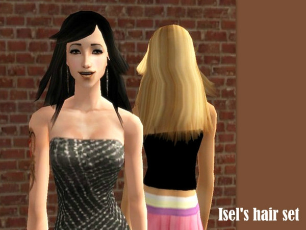 Sims 2 — Isel\'s hair by Well_sims — Isel\'s hair in 4 colours (blonde,black,brown and red) for your sim.