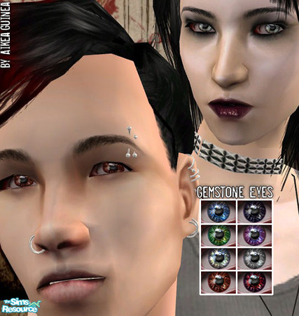 Sims 2 — Gemstone Eyes by aikea_guinea — Set of eight glittering jewel-like eyes.